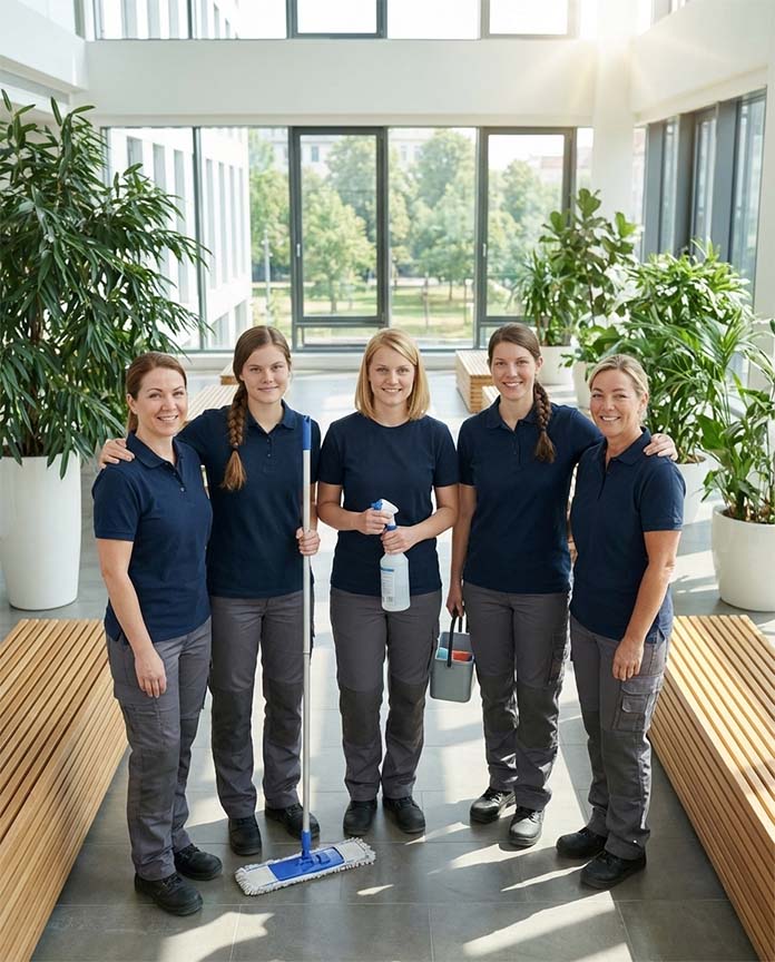 Junges, professionelles Reinigungsteam